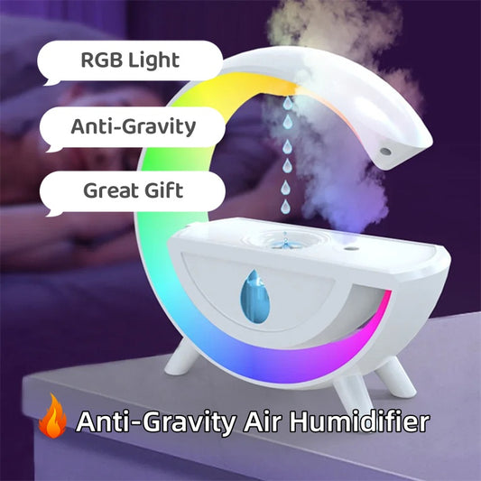 RGB Night Light Water Droplet Sprayer Anti-Gravity Air Humidifier