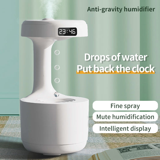 Bedroom Anti-Gravity Humidifier With Clock Water Drop Backflow Aroma Diffuser